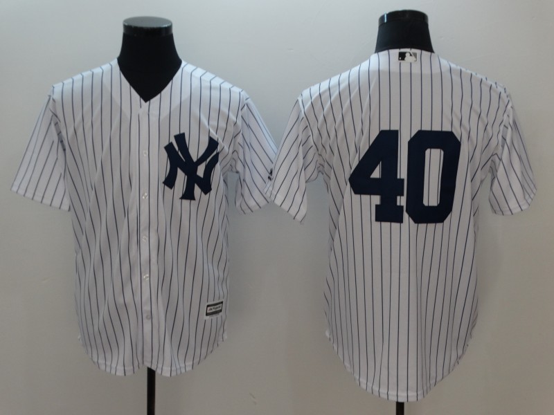 Men New York Yankees 40 No Name Game White MLB Jerseys